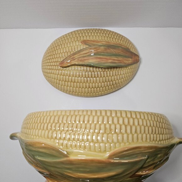 Vintage Retro Pfaltzgraff Lidded Corn Shaped Casserole Dish Kitshy Casserole - Picture 6 of 11
